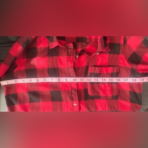 Hollister Shirt Womens XS Red Black Plaid Button Down Lumberjack Cabin - Picture 5 of 7